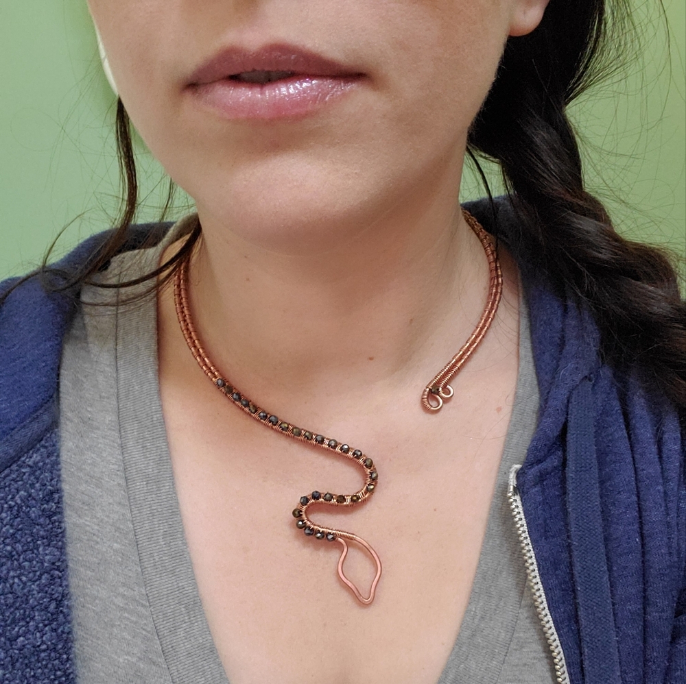🐍 Copper and Beaded Snake Necklace 🐍